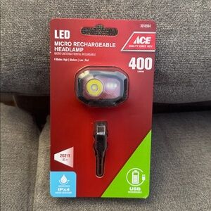 Headlamp - LED Micro Rechargeable Headlamp - Ace - 400 Lumens